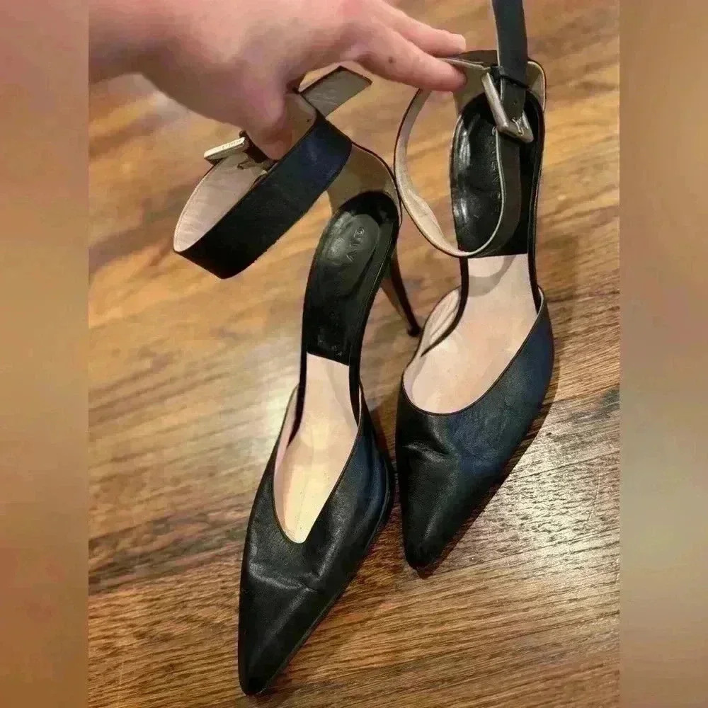 Givenchy Black Leather Stiletto Vintage Classic Spike Mary Jane Heels Size 41 - Picture 4 of 11